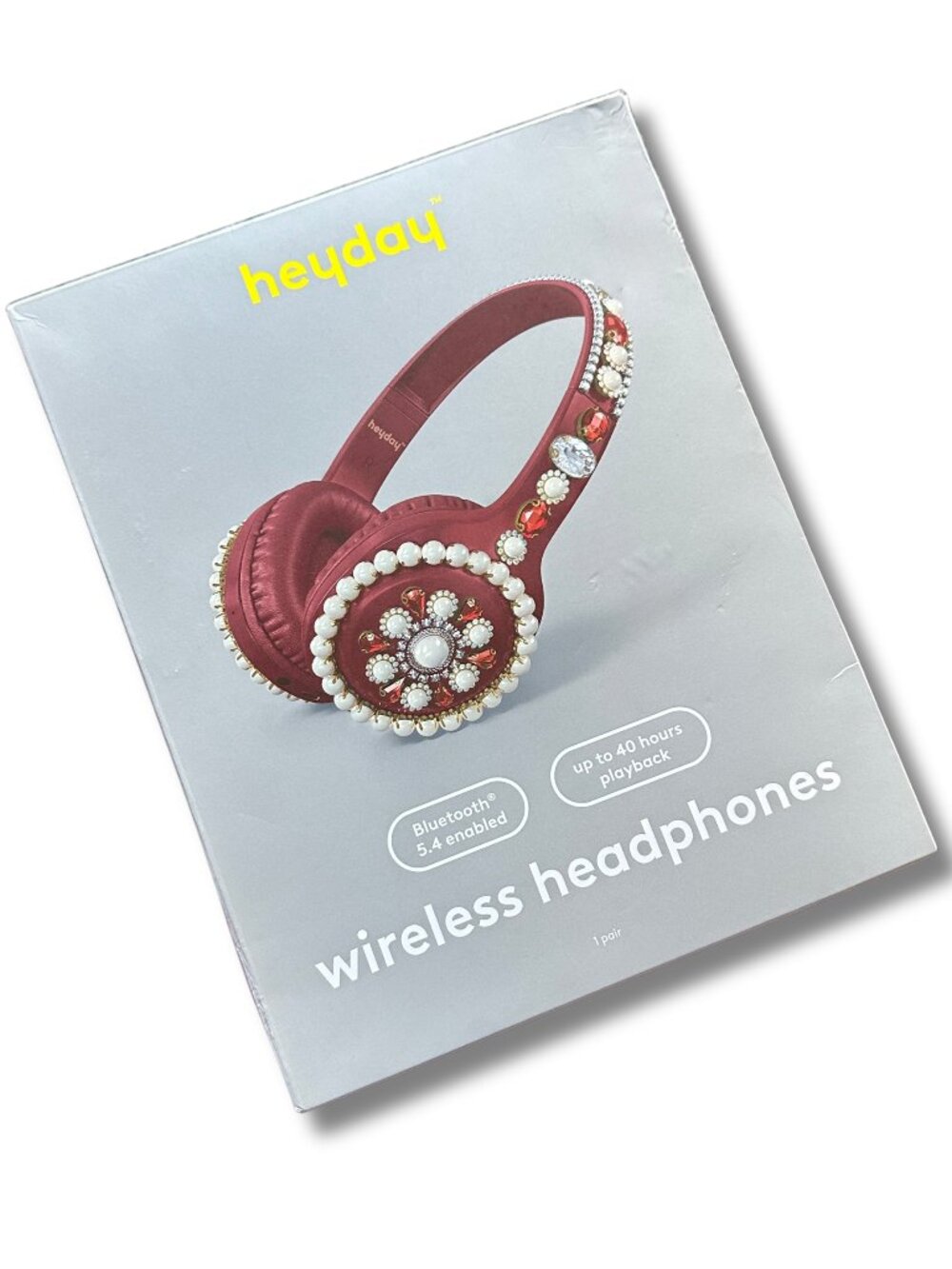 Heyday Jeweled Wireless Headphones Red Pearl Embellished Bluetooth